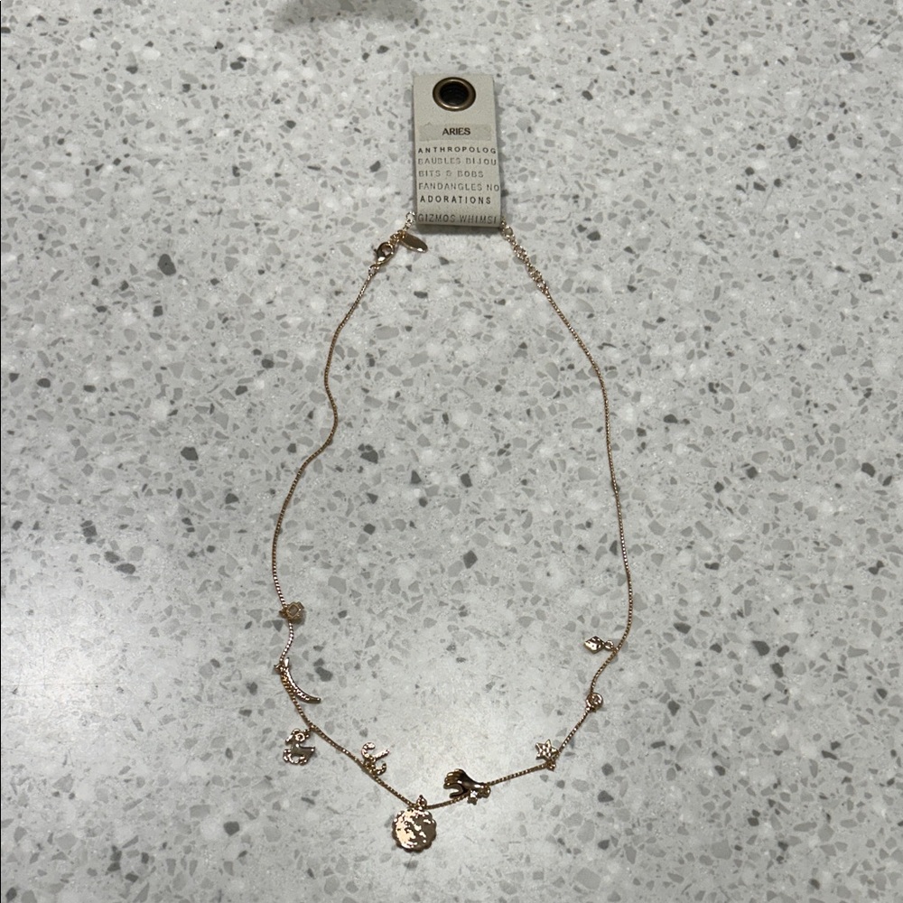 Anthropologie Aries Gold Zodiac Charm Necklace - Picture 3 of 4